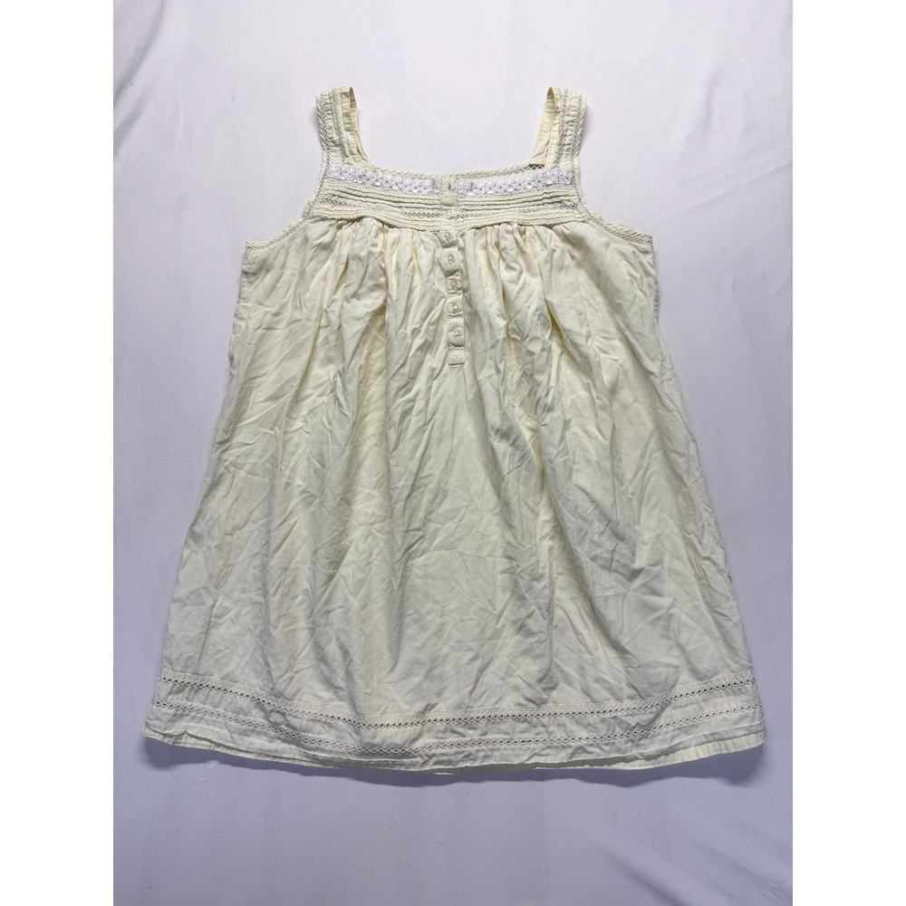 Classic Elements Mini Dress Womens L Cream Seersucker Lace Pleated Button Front